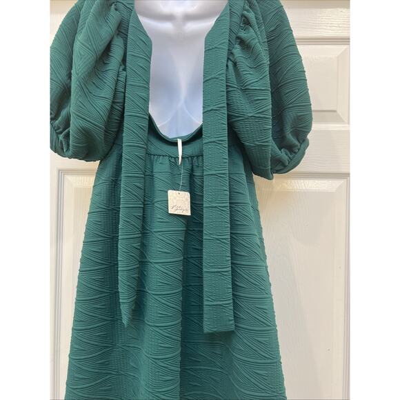 NWT Free People Dress Mini Green Sz Small S Babydoll Back Tie MRSP $110 Pockets - Picture 9 of 10